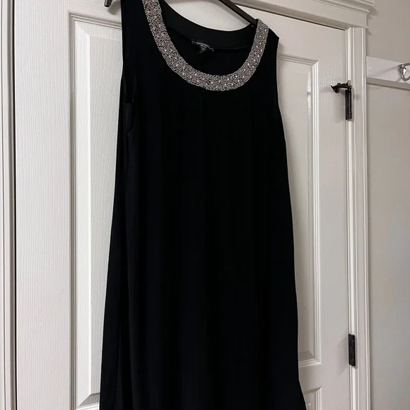 R&M Richards Black Gown with Silver Sparkling Detailing - Picture 3 of 4